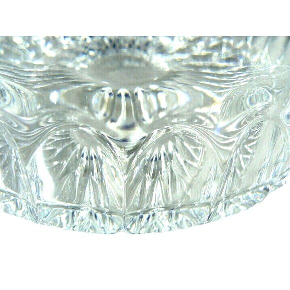 Vtg Glass Serving Bowl With Geometric Pattern Design and Cathedral Window Cut - Picture 8 of 11